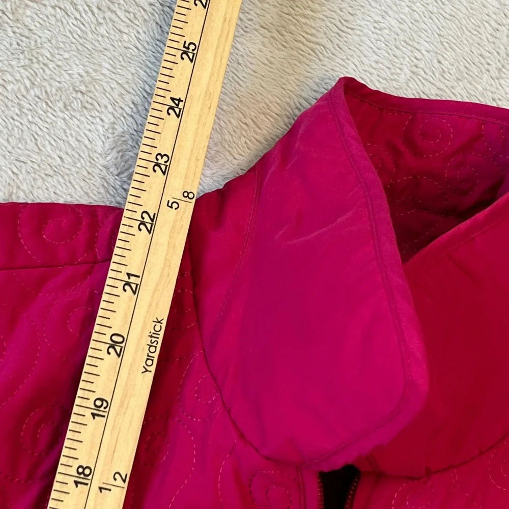 Christopher & Banks Quilted Vest‎ Magenta Snap Front Collared Pocket Women's M